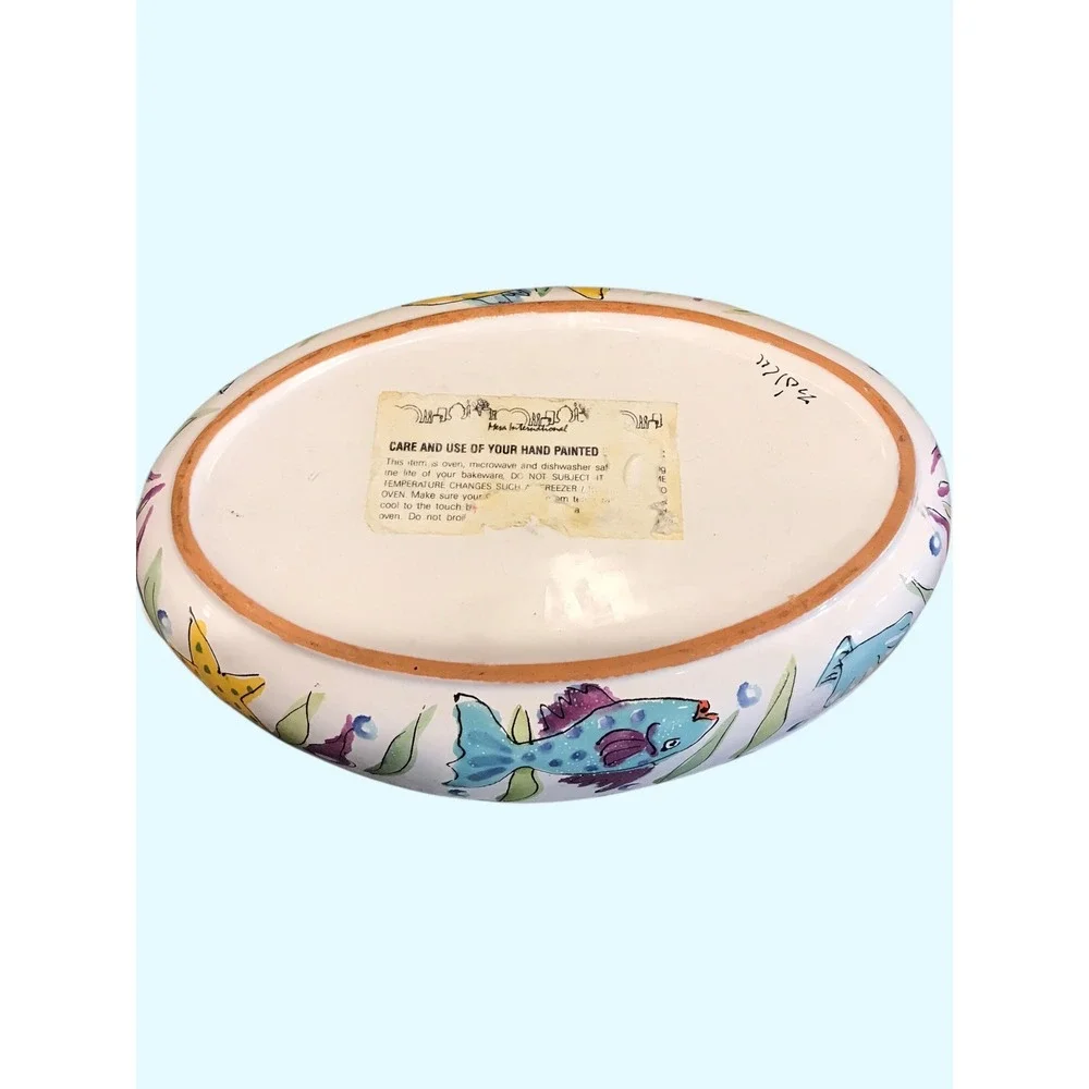 Vintage Hand‎ Painted Nautical Ceramic Oval Platter